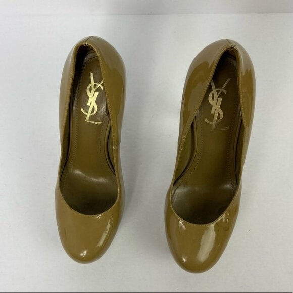 YSL Yves Saint Laurent Patent Leather Platform Pumps Size 8 YSL 5" Stiletto Heel - Picture 6 of 16